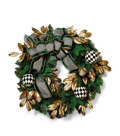 Mackenzie-childs Light-up Emerald Wreath In Green