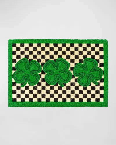 Mackenzie-childs Lucky Clover Entrance Mat In Green