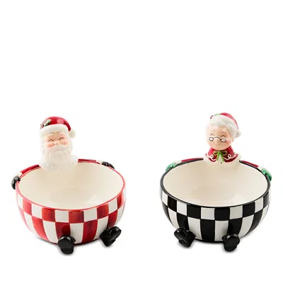 Mackenzie-childs Mackenzie-child Check It Out Ceramic Snack Bowls, Set Of 2 In Multi