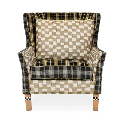 Mackenzie-childs Mad For Plaid Wing Chair In Multi