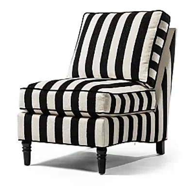 Mackenzie-childs Marquee Black Stripe Chenille Armless Chair In Multi