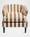 Mackenzie-childs Marquee Brown Stripe Chenille Accent Chair