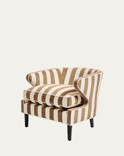 Mackenzie-childs Marquee Brown Stripe Chenille Accent Chair