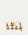 Mackenzie-childs Marquee Brown Stripe Chenille Settee