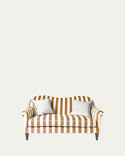 Mackenzie-childs Marquee Brown Stripe Chenille Settee