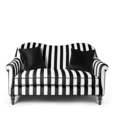 Mackenzie-childs Marquee Loveseat In Black Stripe