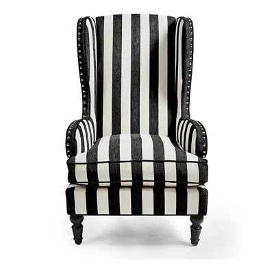 Mackenzie-childs Marquee Wing Chair In Black Stripe