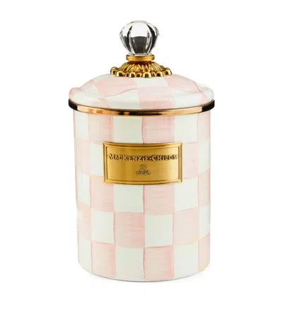 Mackenzie-childs Medium Rosy Check Canister (12cm) In Pink