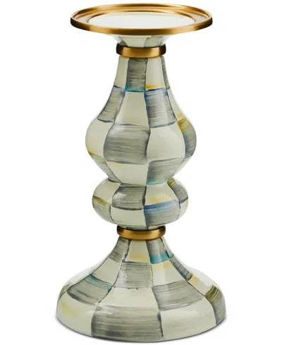 Mackenzie-childs Medium Sterling Check Enamel Pillar Candlestick In No Color
