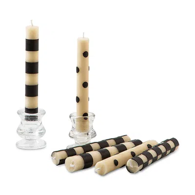 Mackenzie-childs Mini Dinner Candles In Black/ivory