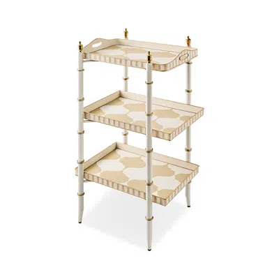 Mackenzie-childs Mocha 3 Tier Tray Table In Neutral