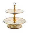 Mackenzie-childs Mocha Check 2-tier Cake Stand