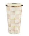 Mackenzie-childs Mocha Check 20 Oz. Tumbler In Gold