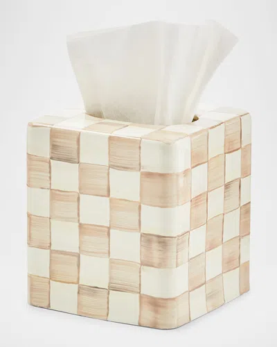 Mackenzie-childs Mocha Check Boutique Tissue Box Cover In Neutral
