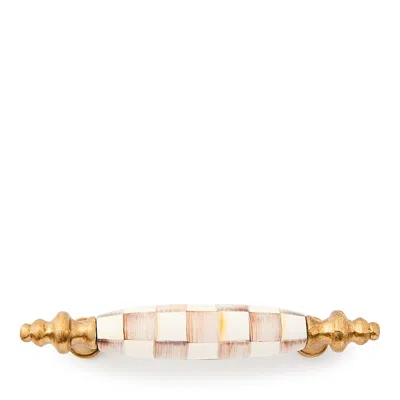 Mackenzie-childs Mocha Check Brass Drawer Pull In Pink