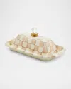 Mackenzie-childs Mackenzie Childs Mocha Check Enameled Steel Butter Box In Brown