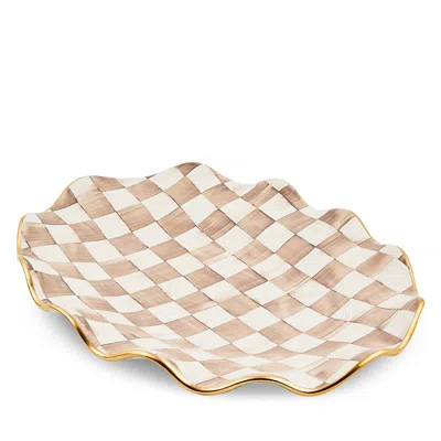 Mackenzie-childs Mocha Check Ceramic Large Serving Platter In Brown