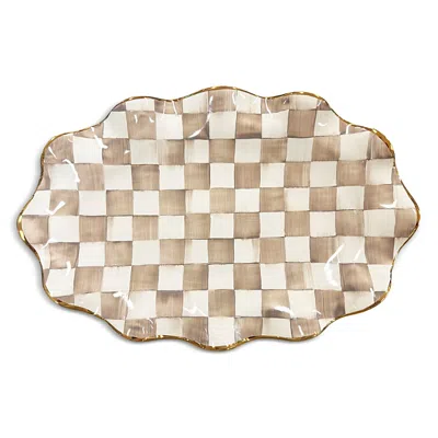 Mackenzie-childs Mocha Check Ceramic Serving Platter In Brown