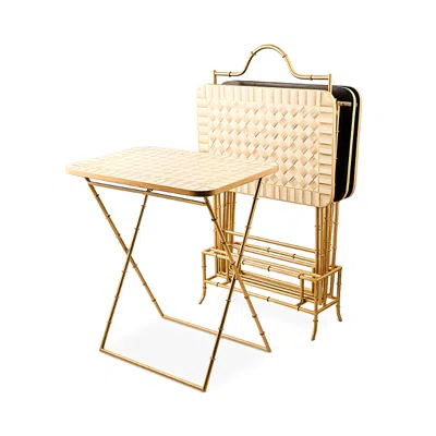 Mackenzie-childs Mocha Check Cocktail Trays, Set Of 4 In Neutral