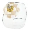Mackenzie-childs Mocha Check-lid Clear Glass Cookie Jar