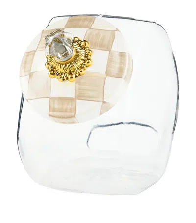 MACKENZIE-CHILDS MOCHA CHECK COOKIE JAR