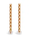 Mackenzie-childs Mocha Check Dinner Candles, Set Of 2 In Brown