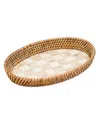 Mackenzie-childs Mocha Check Enamel Rattan Small Tray In Brown