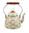 MACKENZIE-CHILDS MOCHA CHECK ENAMEL TEA KETTLE