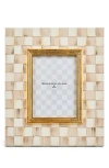 Mackenzie-childs Mackenzie Childs Mocha Check Enameled Steel 5 X 7-inch Picture Frame In Neutral