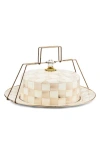 Mackenzie-childs Mackenzie Childs Mocha Check Enameled Steel Cake Carrier In Brown