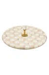 Mackenzie-childs Mackenzie Childs Mocha Check Enameled Steel Cheese Course In Brown