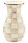 Mackenzie-childs Mackenzie Childs Mocha Check Enameled Steel Tall Vase In Brown