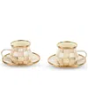 Mackenzie-childs Mocha Check Espresso Cup & Saucer, Service For 2 In Neutral