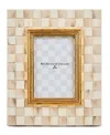 Mackenzie-childs Mackenzie Childs Mocha Check Enameled Steel 4 X 6-inch Picture Frame In Neutral