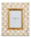 Mackenzie-childs Mackenzie Childs Mocha Check Enameled Steel 5 X 7-inch Picture Frame In Gold