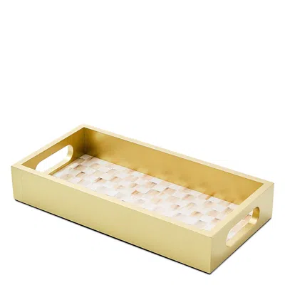 Mackenzie-childs Mocha Check Glass Vanity Tray In Brown