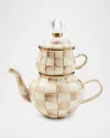 Mackenzie-childs Mocha Check High Tea Set
