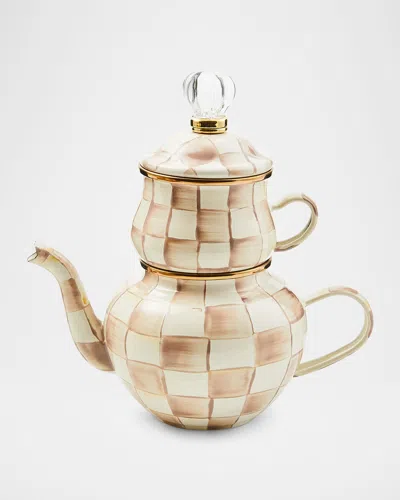 Mackenzie-childs Mocha Check High Tea Set In Neutral