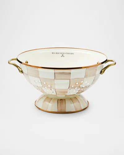 Mackenzie-childs Mocha Check Large Colander In Neutral