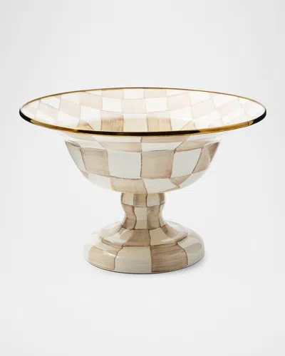 Mackenzie-childs Mocha Check Large Compote In Brown