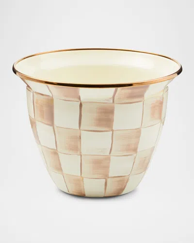 Mackenzie-childs Mocha Check Large Flower Pot