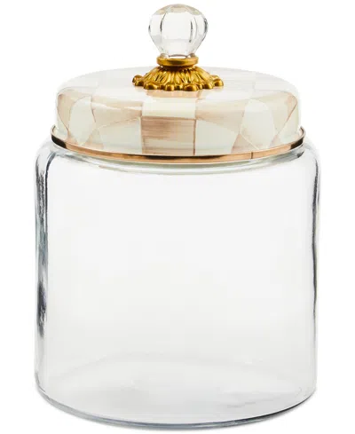 Mackenzie-childs Mocha Check Large Kitchen Canister In Brown
