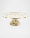 Mackenzie-childs Mocha Check Large Pedestal Platter