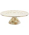 Mackenzie-childs Mocha Check Large Pedestal Platter In Brown