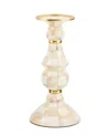 Mackenzie-childs Mocha Check Large Pillar Candlestick In Neutral