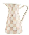 Mackenzie-childs Mackenzie Childs Mocha Check Large Enameled Steel Practical Pitcher In Multi