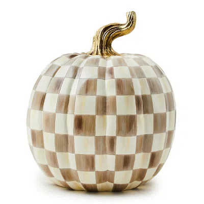 Mackenzie-childs Mocha Check Large Pumpkin In Brown