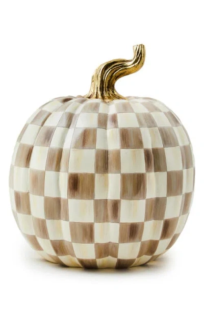 Mackenzie-childs Mackenzie Childs Mocha Check Large Pumpkin In Brown
