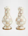 Mackenzie-childs Large Mocha Check Salt And Pepper Shakers