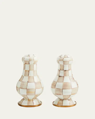 MACKENZIE-CHILDS MOCHA CHECK LARGE SALT & PEPPER SHAKERS